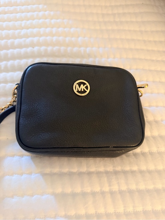 Michael Kors Handbags - Michael Kors Black Leather MK Logo Crossbody - small 6.5 inches x 5”